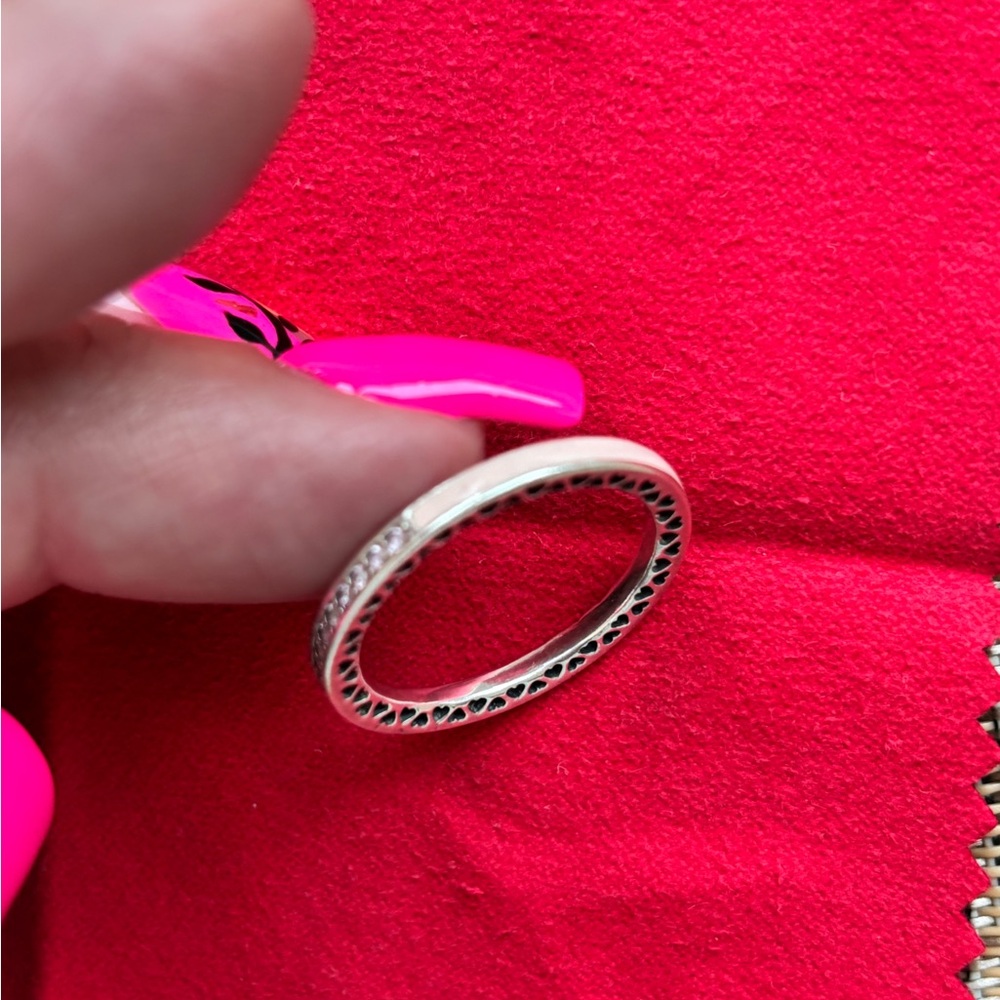 Heart of Pandora Soft Pink Enamel and Clear CZ Ring - Picture 6 of 7